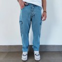 JEANS CARGO WIDE FIT BLUE DENIM