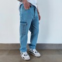 JEANS CARGO WIDE FIT BLUE DENIM